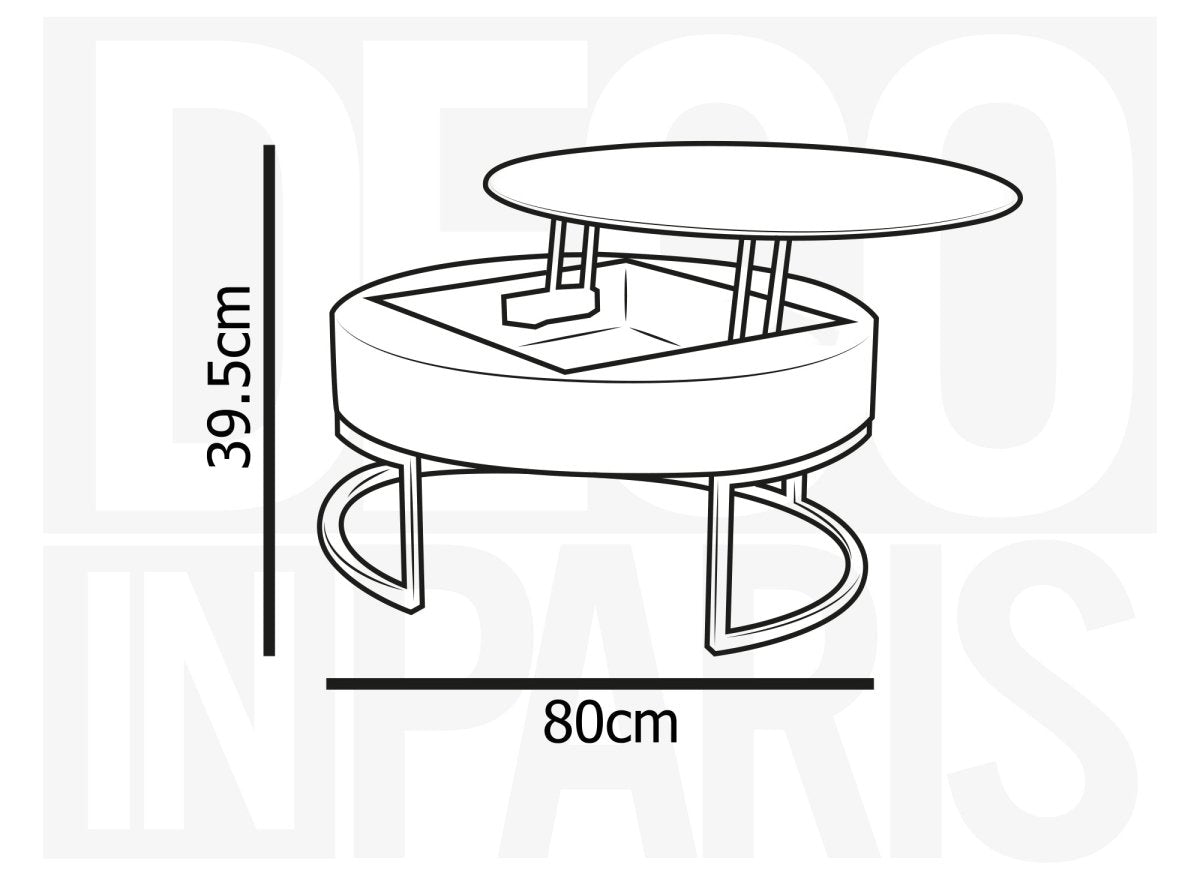 Table basse en bois avec plateau relevable et rangement pieds en métal noir BILLIE - DécoInParis
