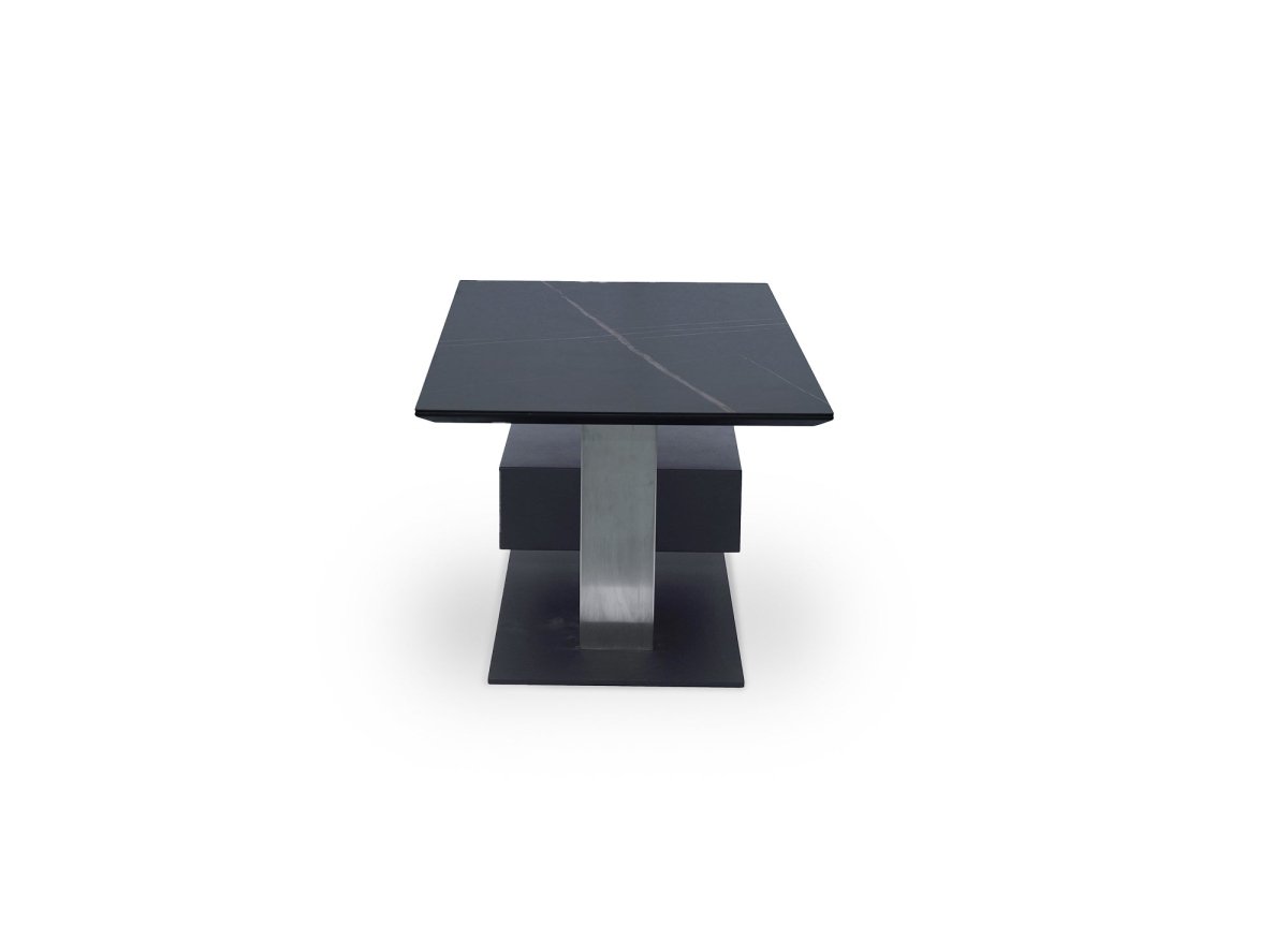 Table basse relevable avec rangement en céramique noir ADELIE - DécoInParis