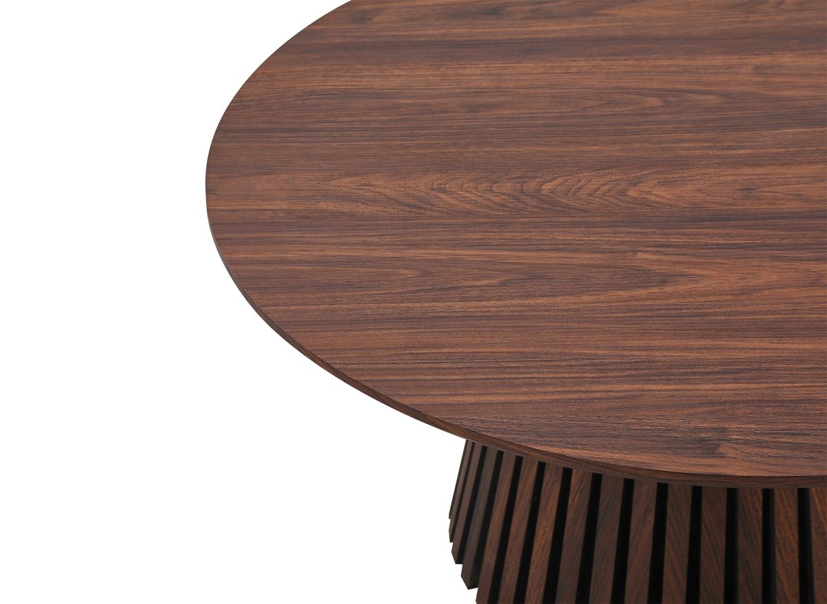 Table basse ronde en bois foncé HEKA - DécoInParis