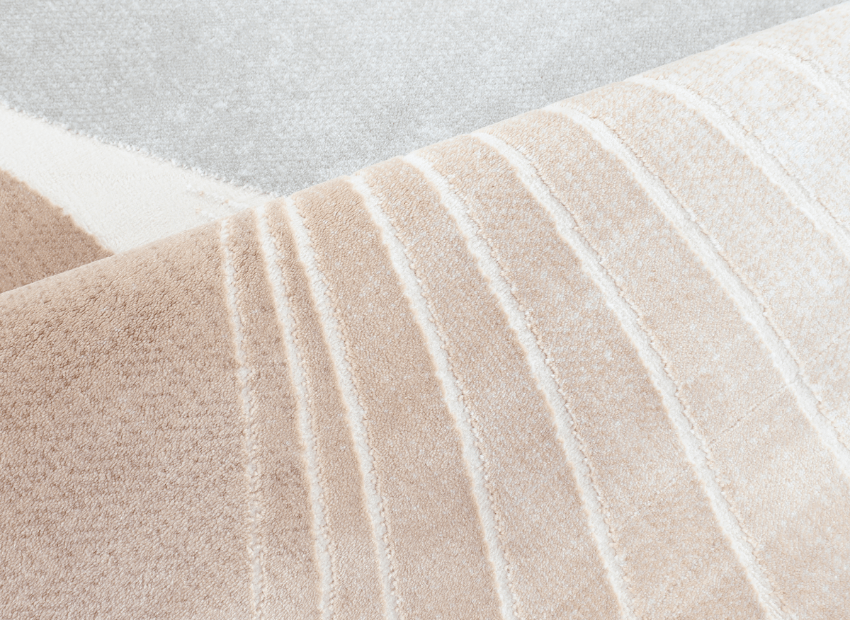 Tapis beige et gris à motifs blancs 160 x 230 cm PORTO - DécoInParis