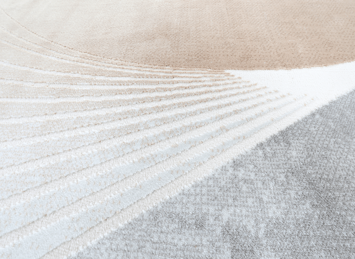 Tapis beige et gris à motifs blancs 200 x 290 cm PORTO - DécoInParis