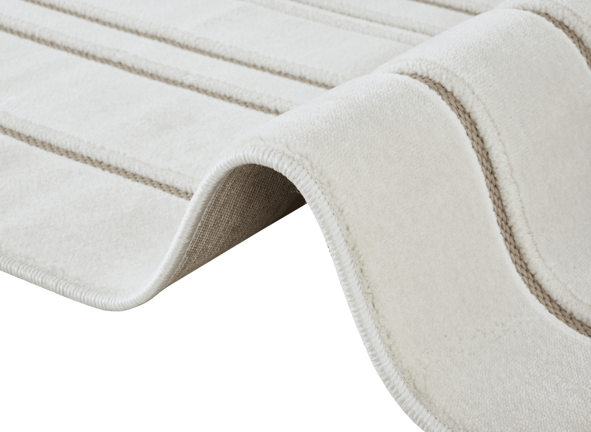 Tapis blanc écru à lignes asymétriques beiges 160 x 230 cm AYLAN - DécoInParis