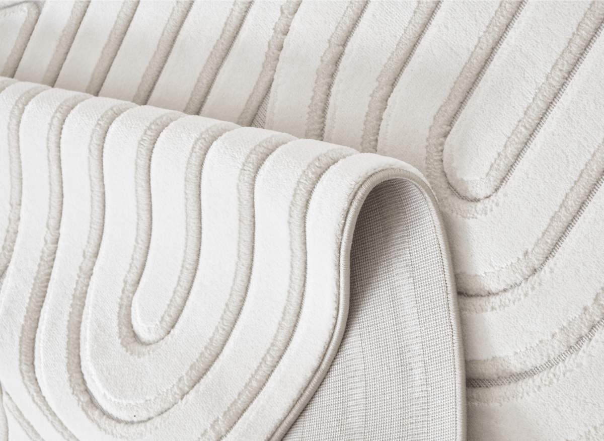 Tapis blanc écru à relief géométriques 154 x 230 cm AFINA - DécoInParis