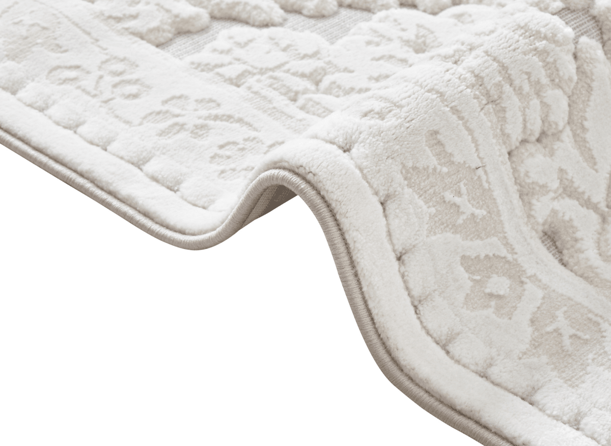 Tapis blanc écru effet moulure parisienne 192 x 290 cm CESAR - DécoInParis