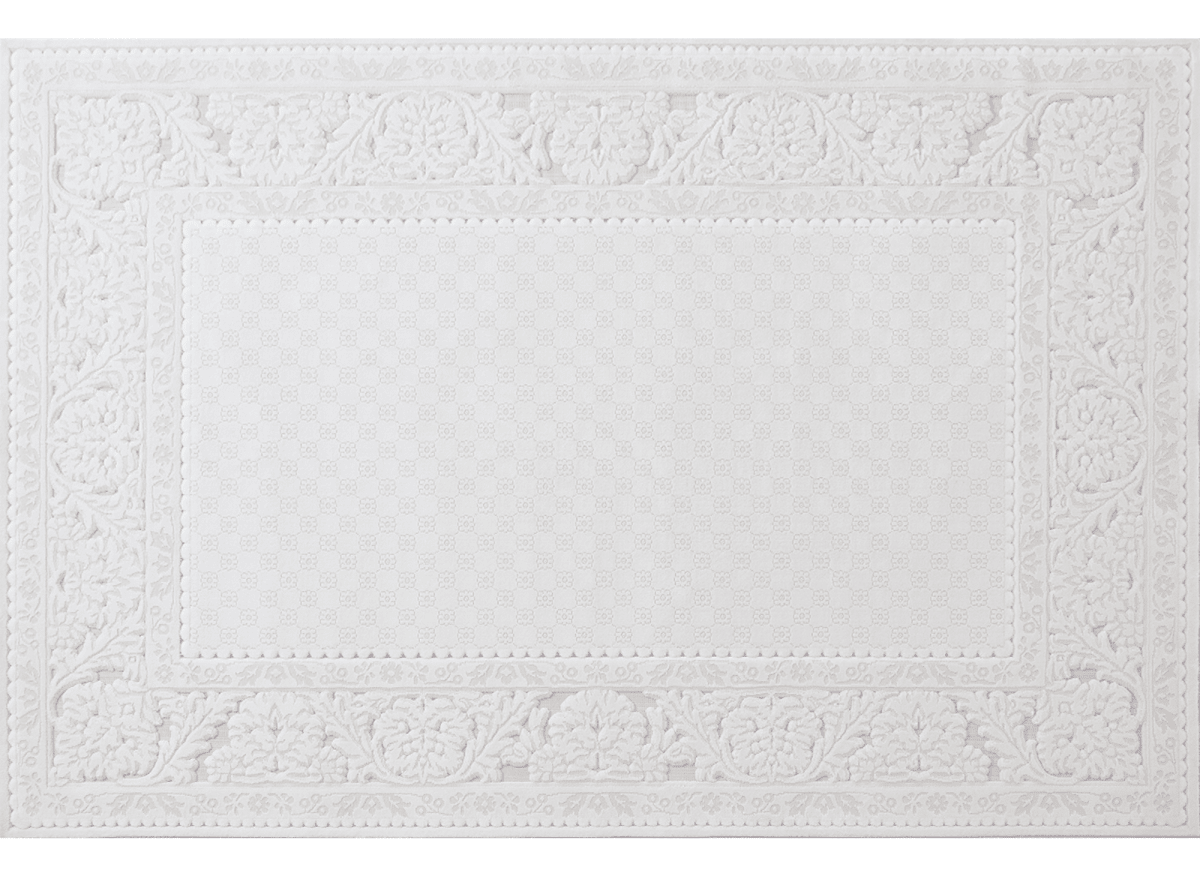 Tapis blanc écru effet moulure parisienne 192 x 290 cm CESAR - DécoInParis