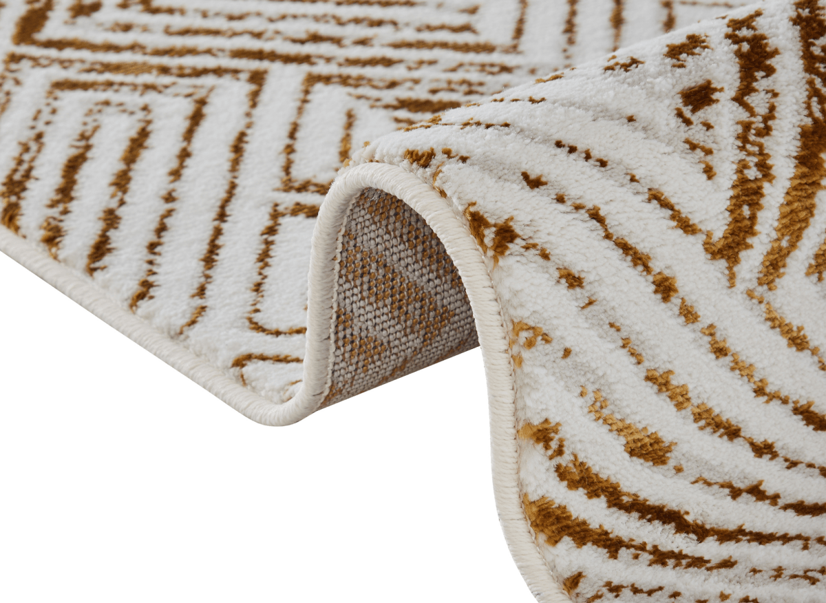 Tapis géométrique beige et marron 160 x 230 cm CARAMEL - DécoInParis