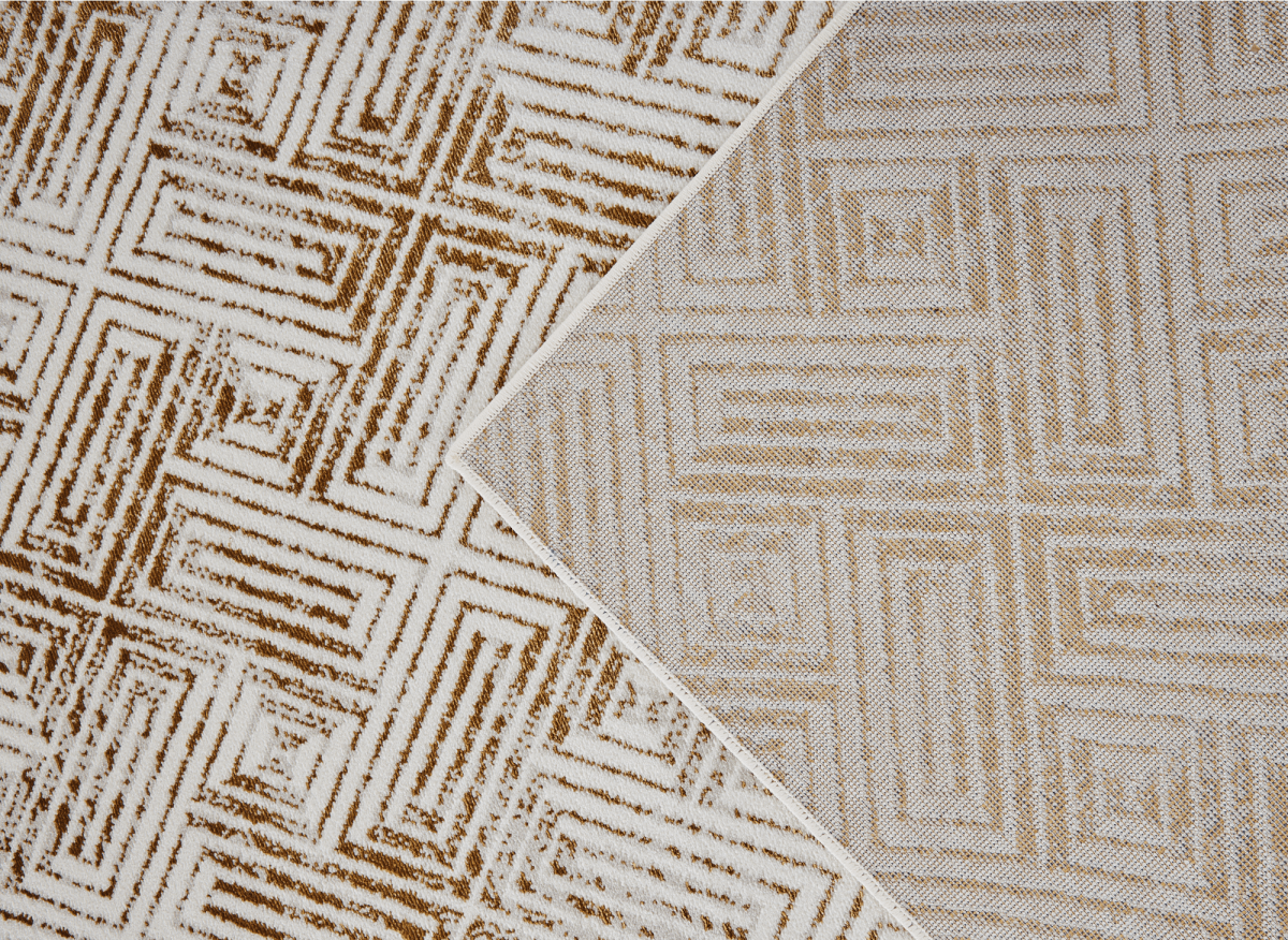 Tapis géométrique beige et marron 200 x 290 cm CARAMEL - DécoInParis