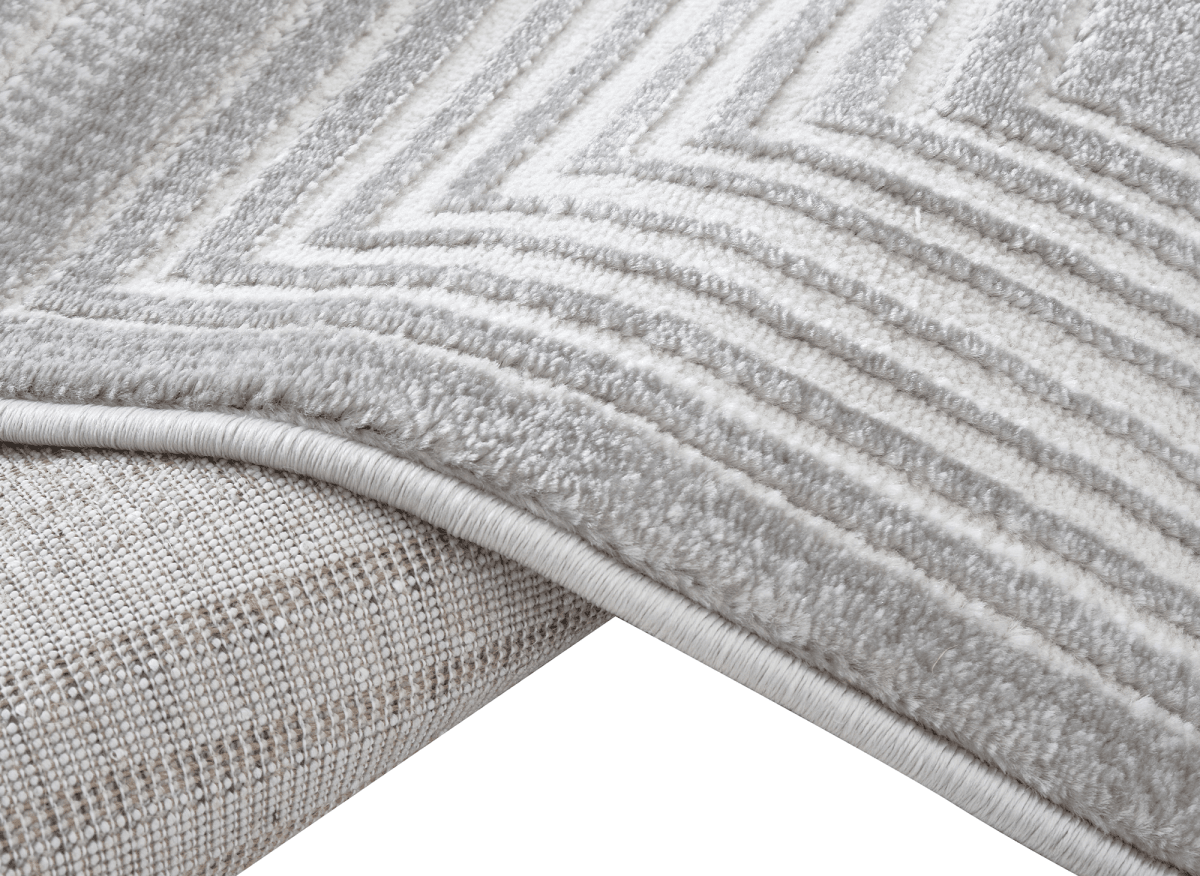 Tapis graphique art déco gris et blanc 160 x 230 cm HALL - DécoInParis