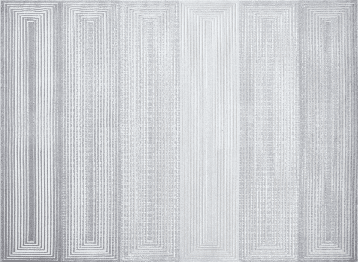 Tapis graphique art déco gris et blanc 200 x 290 cm HALL - DécoInParis