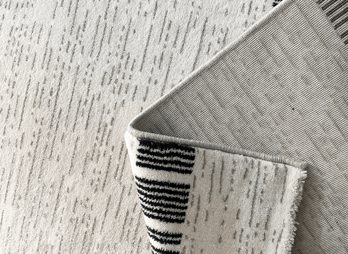 Tapis gris à motifs de bandes 200 x 290 cm TILLEUL - DécoInParis