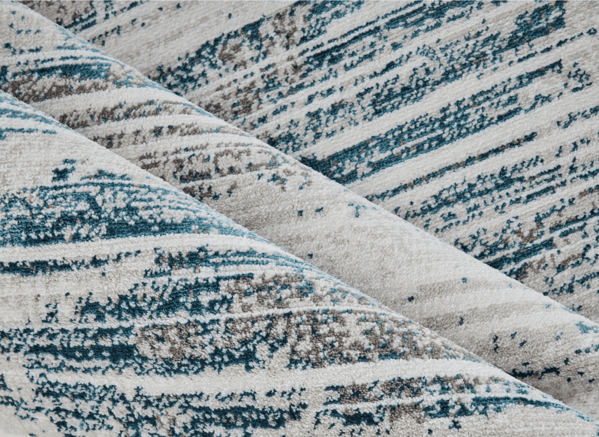 Tapis motif abstrait beige et bleu 200 x 290 cm AURORA - DécoInParis