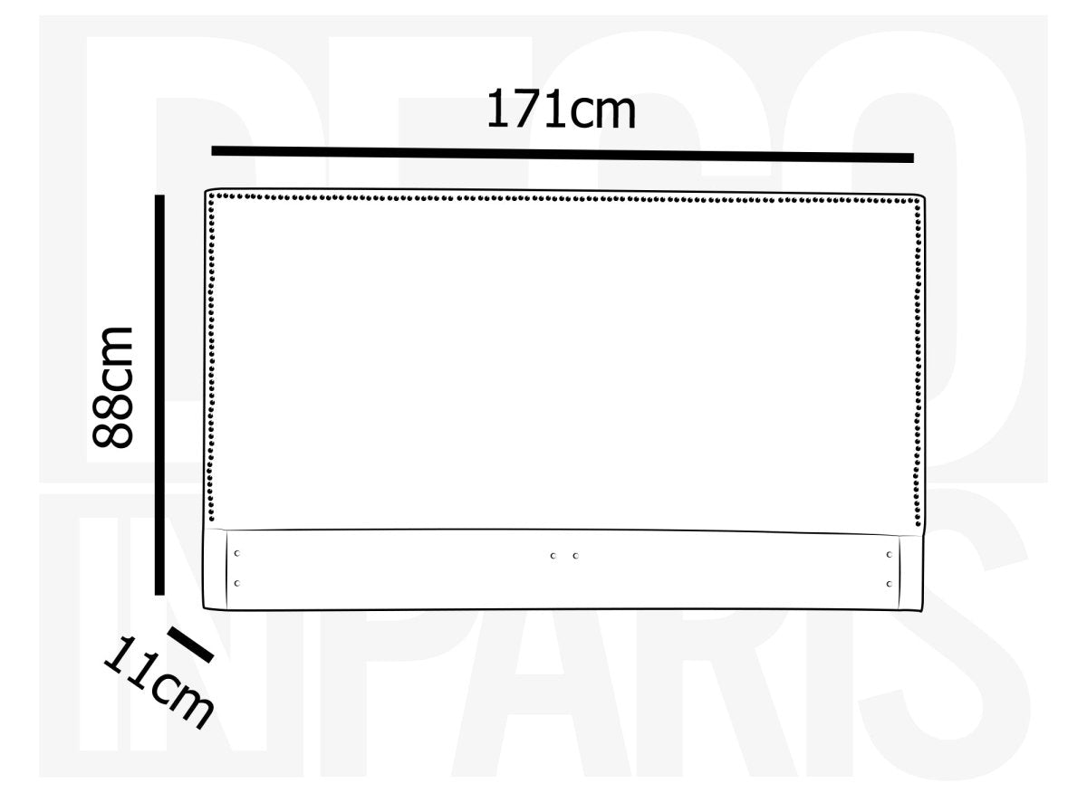 Tête de lit cloutée en tissu lin beige 160 cm LINDA - DécoInParis