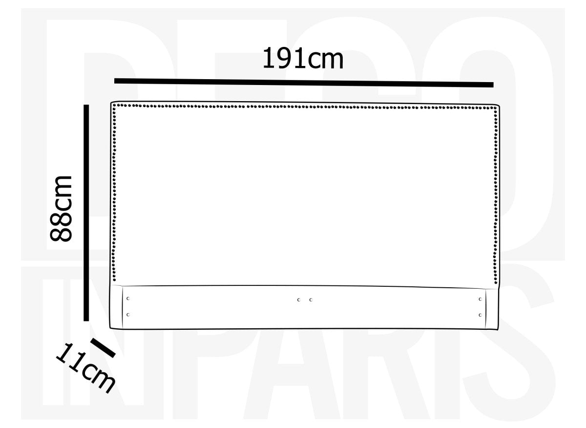 Tête de lit cloutée en tissu lin gris 180 cm LINDA - DécoInParis