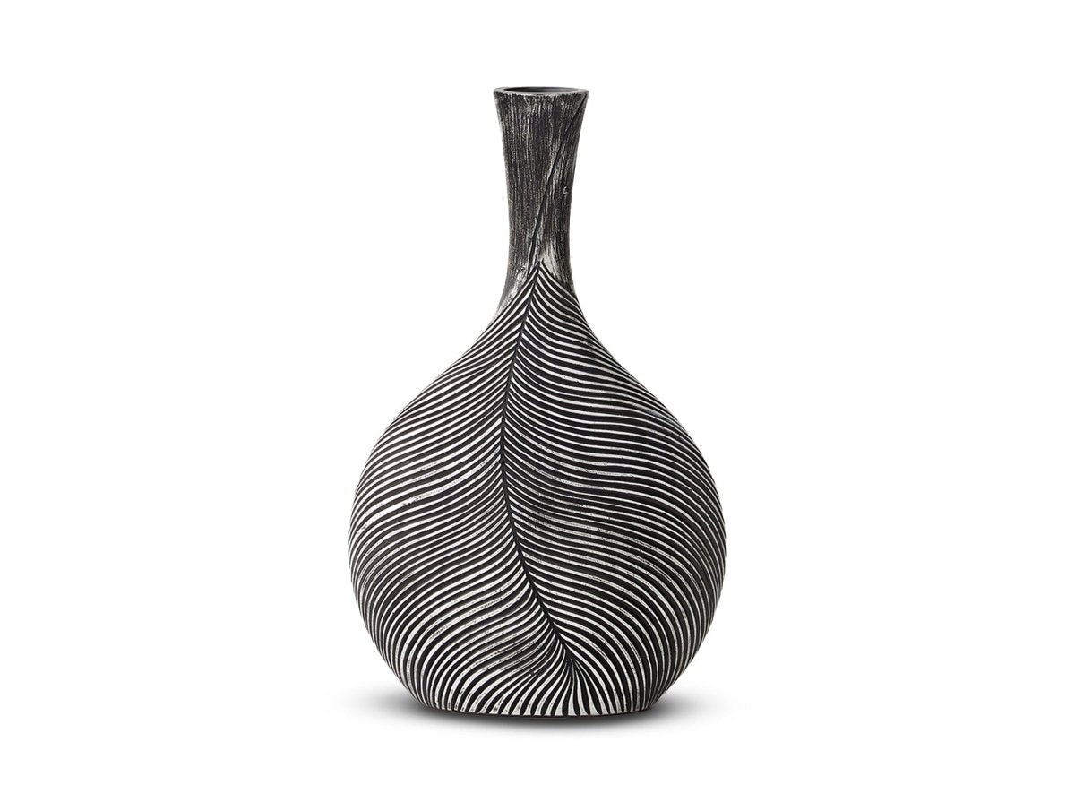 Vase boule en résine noir et blanc H43 cm EBENE - DécoInParis