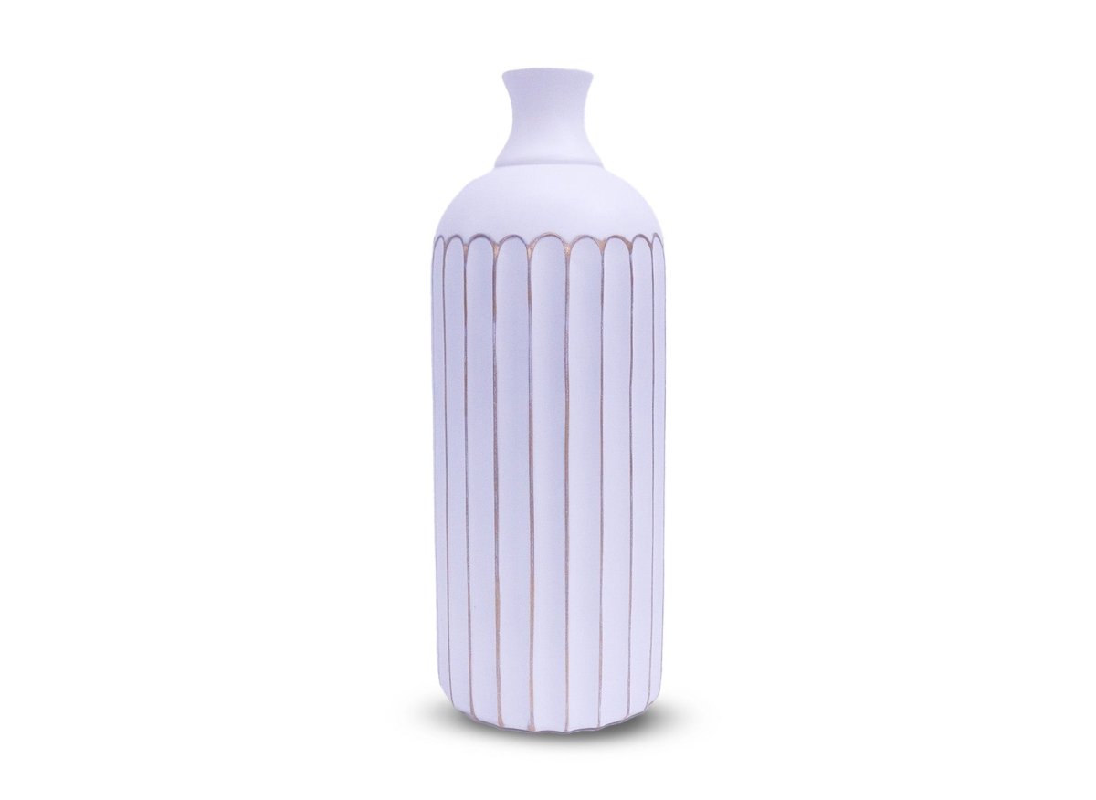Vase en polyrésine blanc et doré H41 cm ARCA - DécoInParis