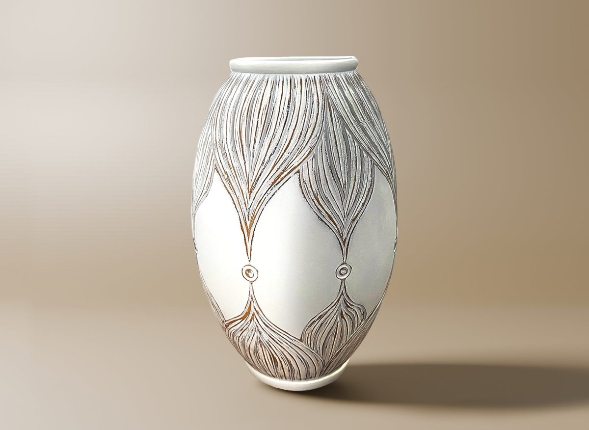 Vase en polyrésine blanc H36 cm MANOLIS - DécoInParis